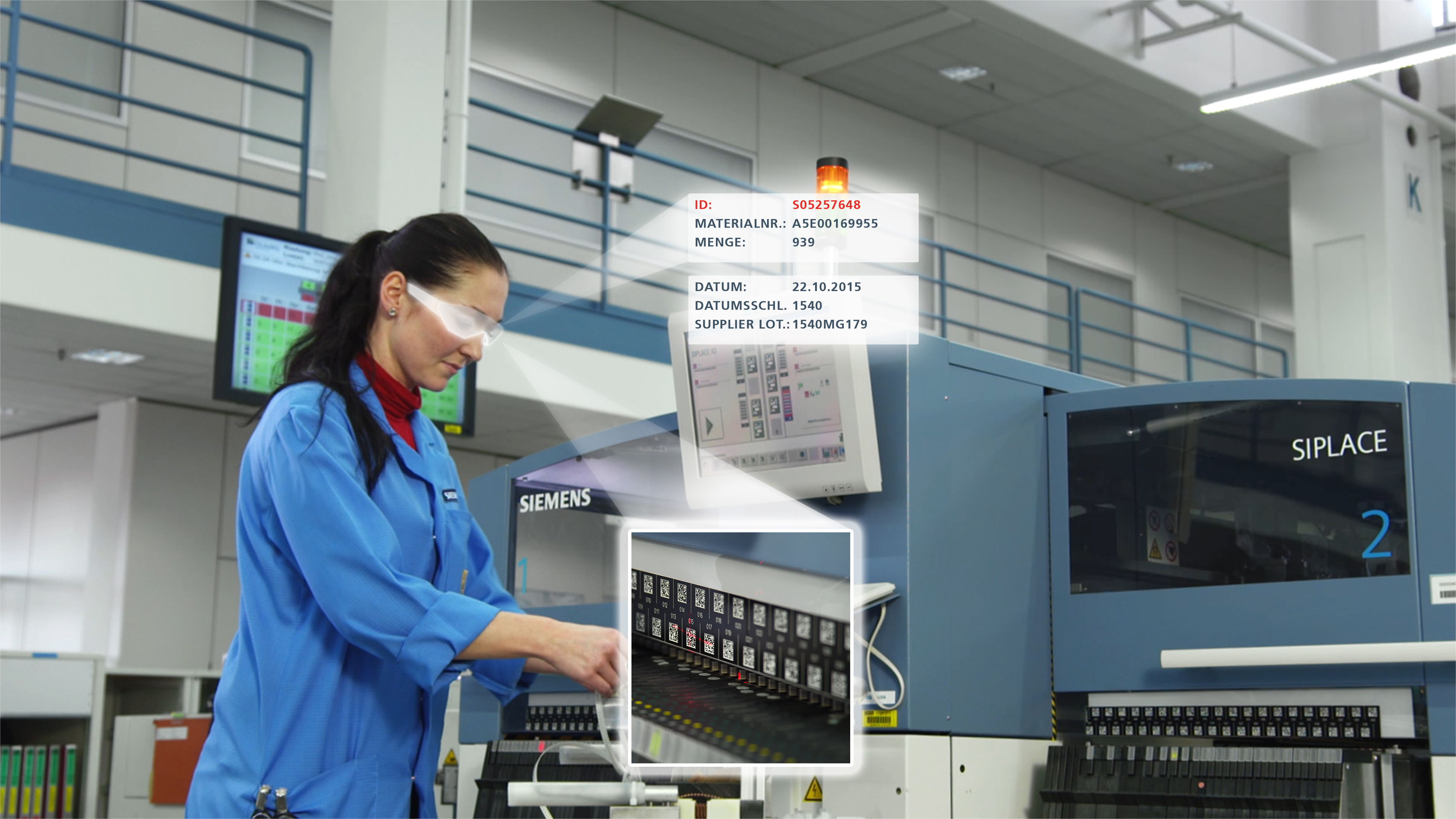 Use case for data glasses in the work place of setting up a machine.