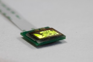 A single display chip bent with a radius of curvature of 40 mm.
