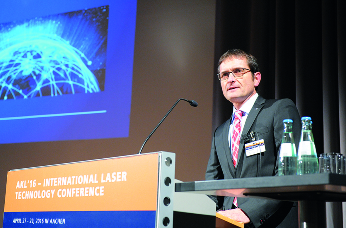 Dr. Klaus Löffler, TRUMPF Laser- und Systemtechnik GmbH in Ditzingen, Germany talking about worldwide laser markets at Technology Business Day at AKL’16.