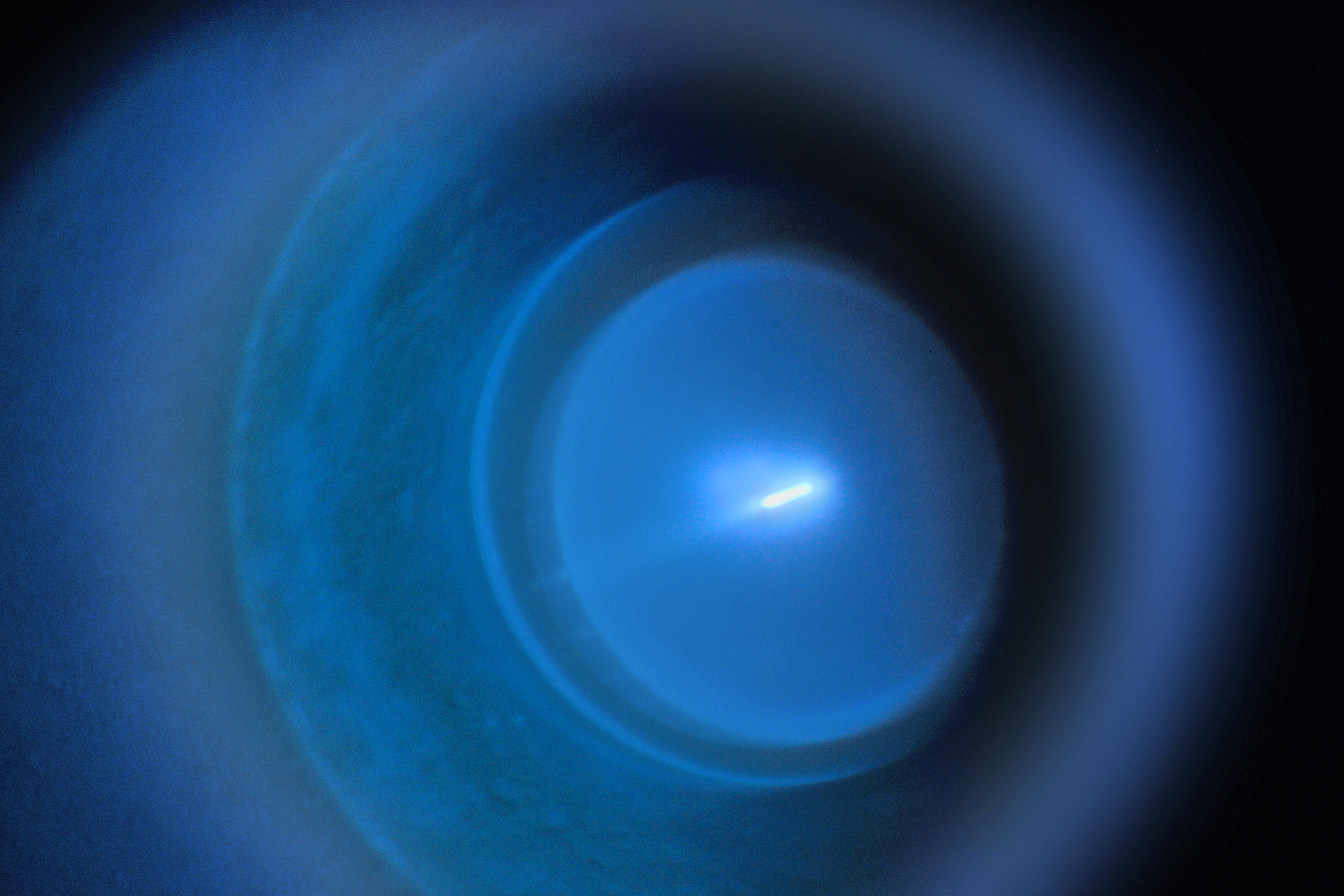 The EUV radiation for exposing semiconductor structures is usually generated by focusing a multiple kilowatt (kW) laser beam on a jet of liquid metal droplets in a vacuum. The photo shows a plasma of a discharge generated plasma.