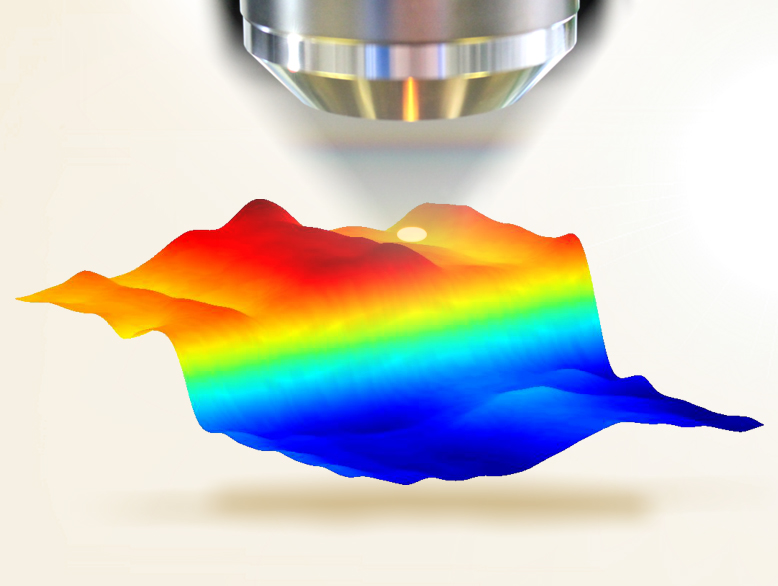 Microscopical measurement of the sheet resistance of an ITO- coating in the area of process parameter changes (flash lamp annealing).